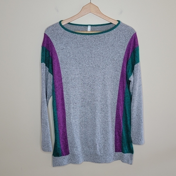 Emerald | Heathered Gray Purple Teal Lightweight Sweater Size Small - Picture 4 of 5
